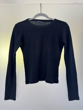Brandy Melville Navy Blue Long-Sleeve Waffle Knit Top 1 OD